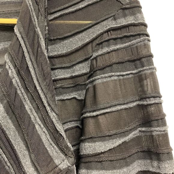 Cut Loose Textured Ruffle Sheer Stripe Cardigan Jacket Sz Small Lagenlook Black - Picture 5 of 9